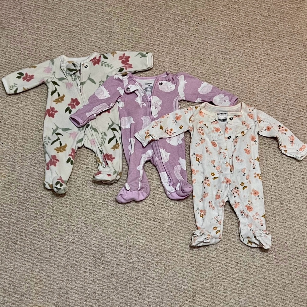 3 Pack Long Sleeve Preemie Footed Onesie’s